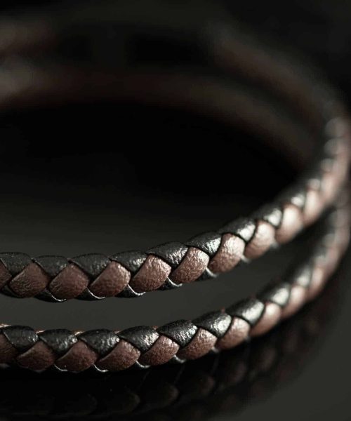 Armbånd i stål med sort/brunt skinn - Bilde 3
