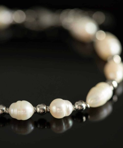 Armbånd i stål med ferskvannsperler - Bilde 3