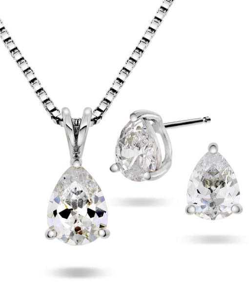 Smykkesett i sølv med zirkonia