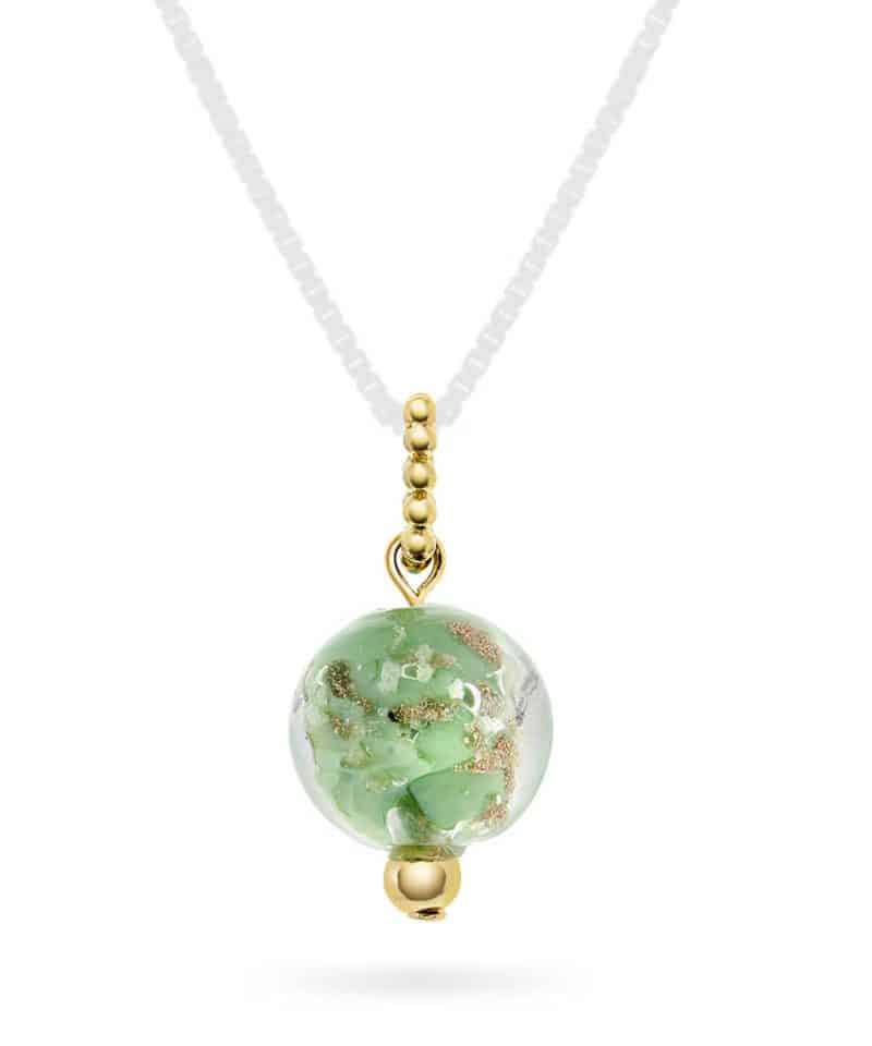 Anheng i sølv med grønt glass