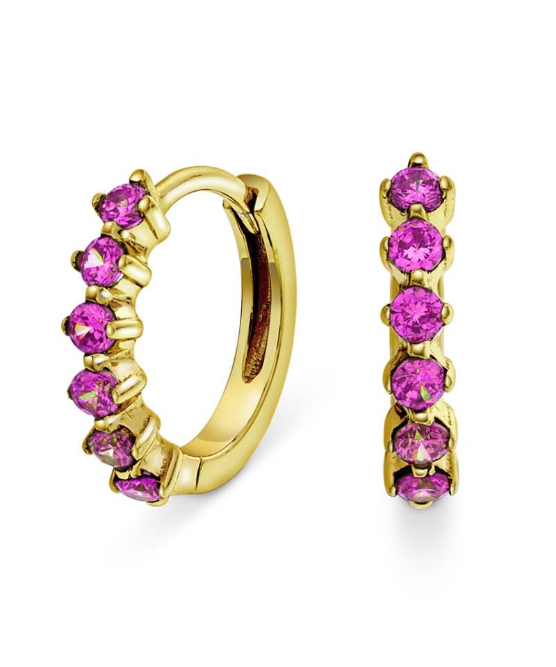 Øreringer i sølv med rosa zirkonia