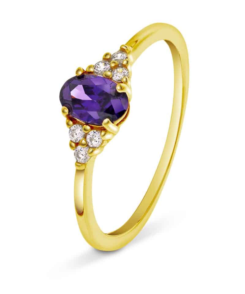 Ring i sølv med lilla zirkonia