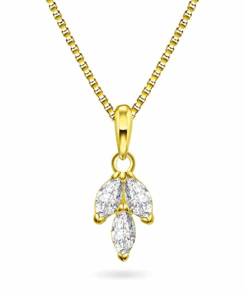 Smykke i sølv med zirkonia blad