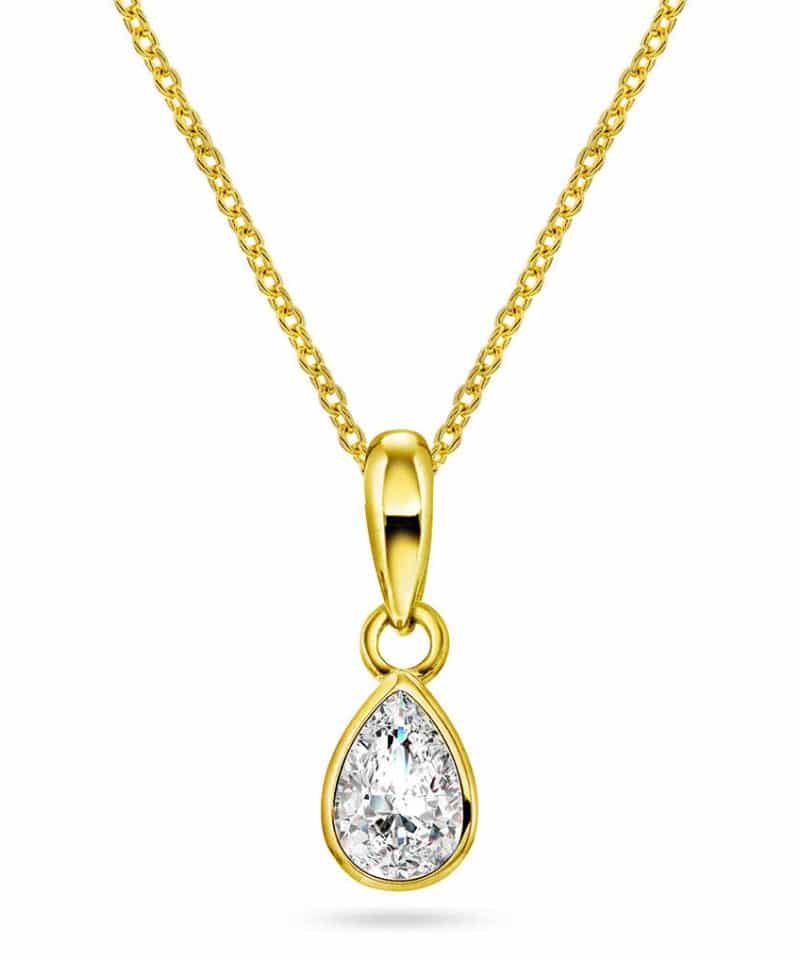 Smykke i sølv med zirkonia dråpe