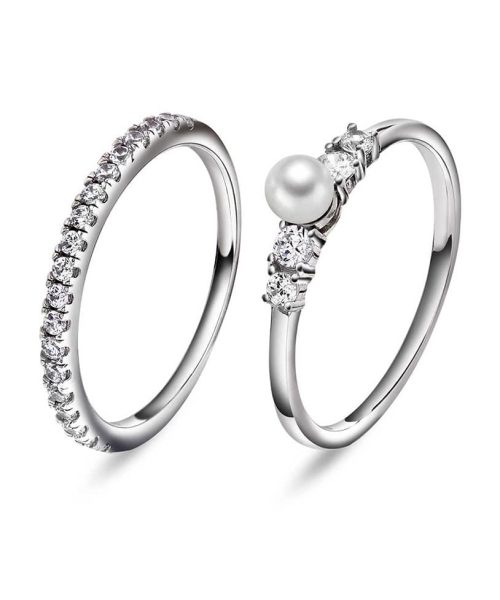 Modena ringer med perle og zirkonia