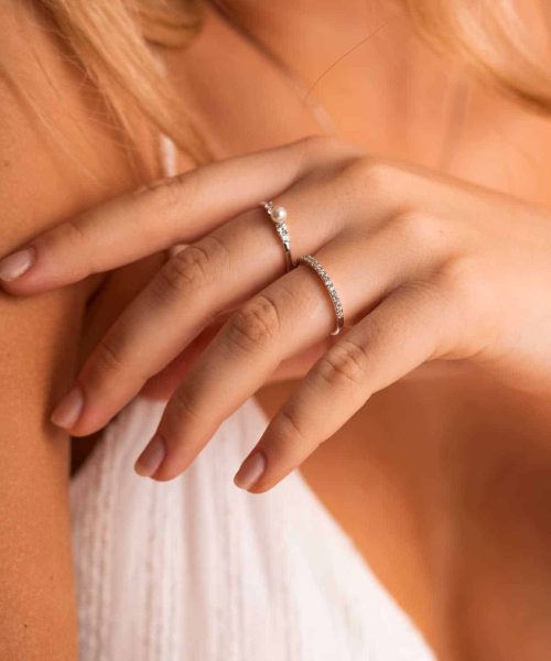 Modena ringer med perle og zirkonia - Bilde 2