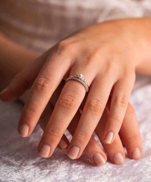 Modena ringer med perle og zirkonia - Bilde 3