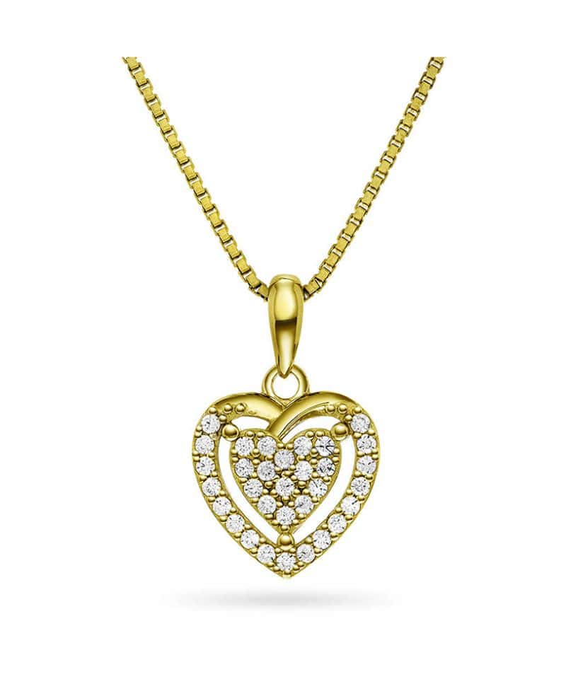 Smykke i sølv med zirkonia hjerte