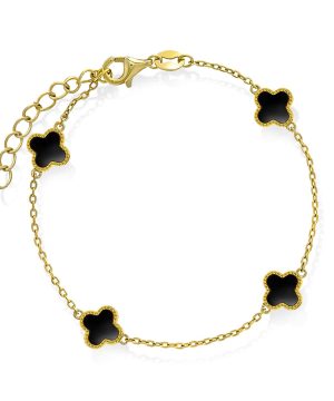 Armbånd i sølv sort kløver