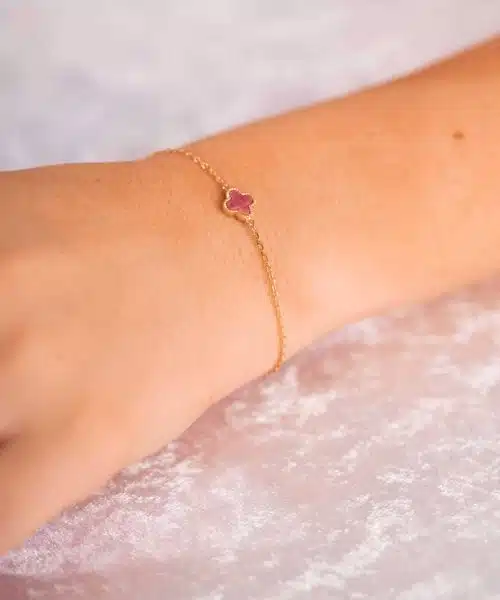 Armbånd i sølv med rosa kløver - Bilde 2