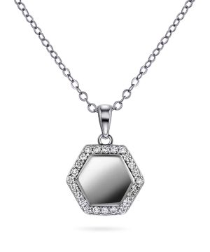 Smykke i sølv med zirkonia plate