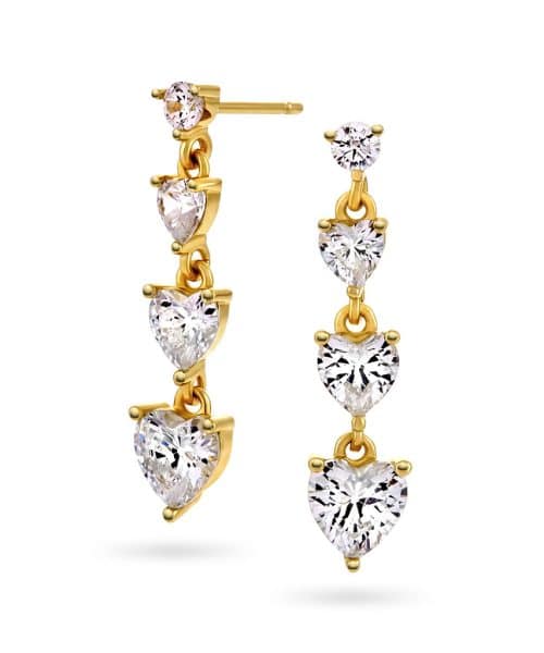 Pan Jewelry - Glitz hearts øredobber i forgylt sølv