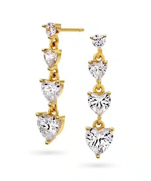 Pan Jewelry - Glitz hearts øredobber i forgylt sølv