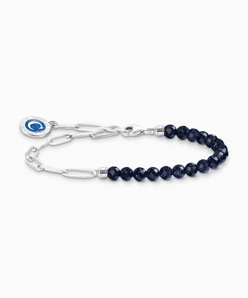 Thomas Sabo Silver Member charm bracelet with imitation sandstone beads and coin - 17 cm