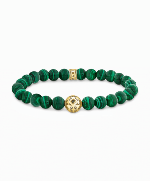 Thomas Sabo Gold-plated beads bracelet with green malachite
