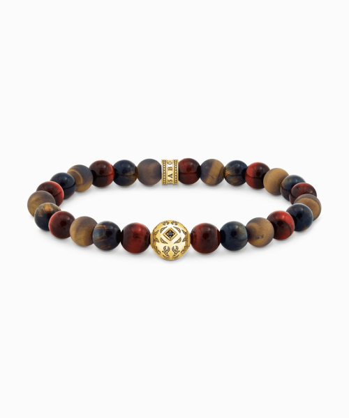 Thomas Sabo Gold-plated beads bracelet with blue gold and red tiger's eye