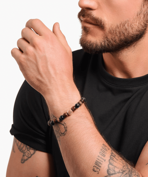 Thomas Sabo Gold-plated beads bracelet with blue gold and red tiger's eye - Bilde 2