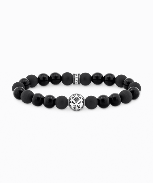Thomas Sabo Silver blackened beads bracelet with obsidian