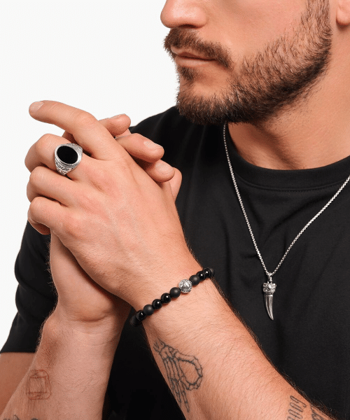 Thomas Sabo Silver blackened beads bracelet with obsidian - Bilde 2