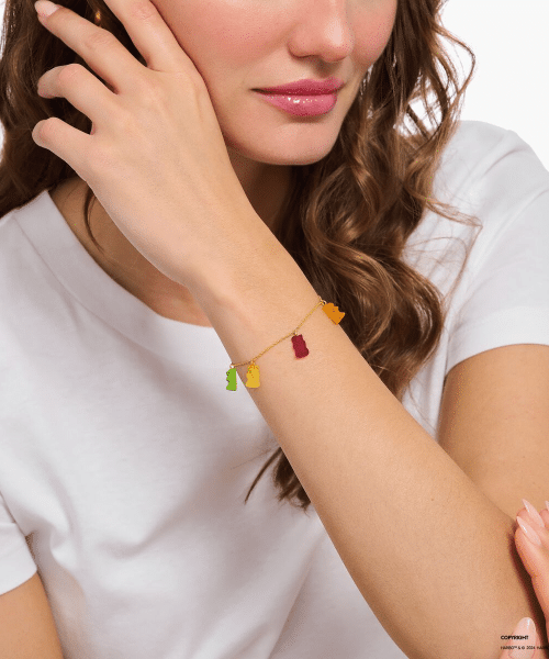 Thomas Sabo Gold-plated bracelet with 5 colourful goldbears - Bilde 2