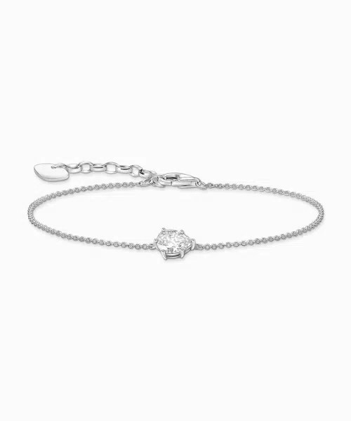 Thomas Sabo Silver bracelet with white drop-shaped pedant