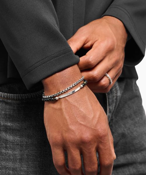 Thomas Sabo Engravable bracelet with tiger eye and obsidian beads - Bilde 2
