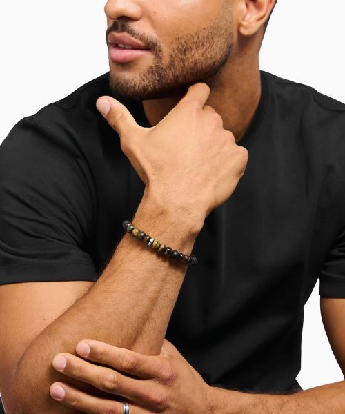 Thomas Sabo Bracelet with gold-brown and blue-gold tiger's eye beads 9 mm - Bilde 2