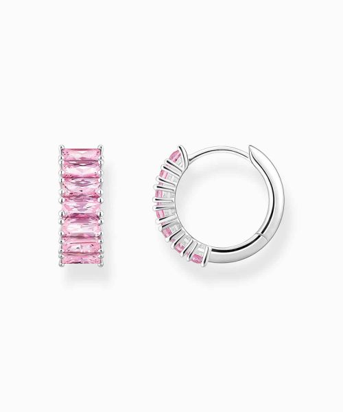 Thomas Sabo Hoop earrings with pink stones pavé silver