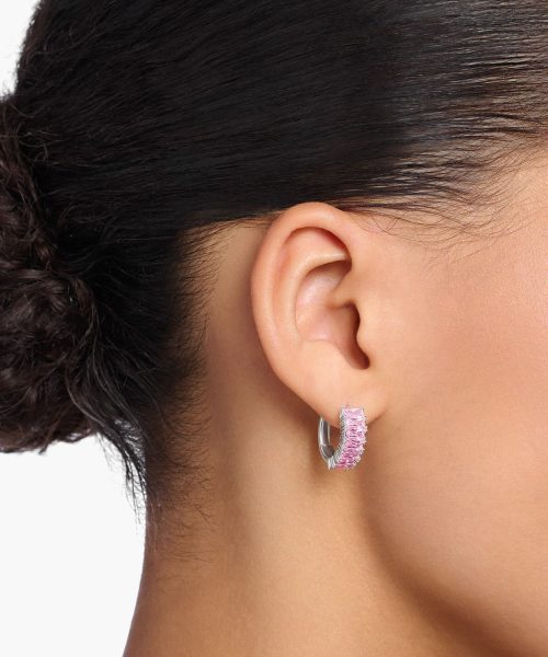 Thomas Sabo Hoop earrings with pink stones pavé silver - Bilde 2
