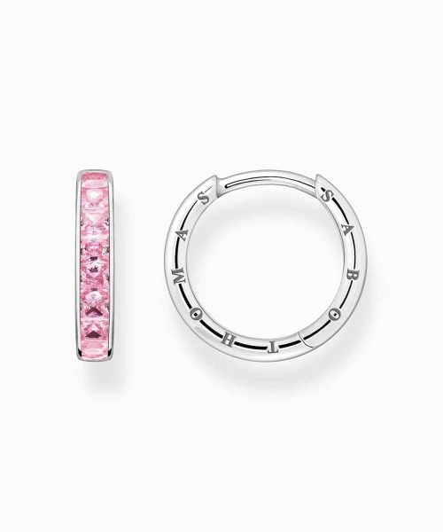 Thomas Sabo Hoop earrings with pink stones pavé silver