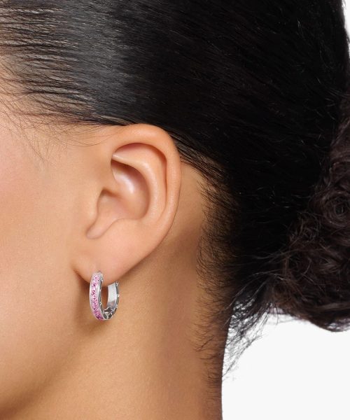 Thomas Sabo Hoop earrings with pink stones pavé silver - Bilde 2