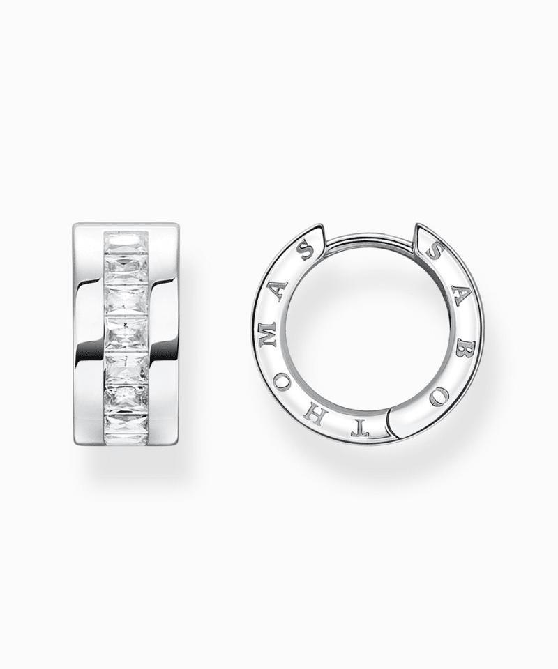 Thomas Sabo Hoop earrings with white stones pavé silver