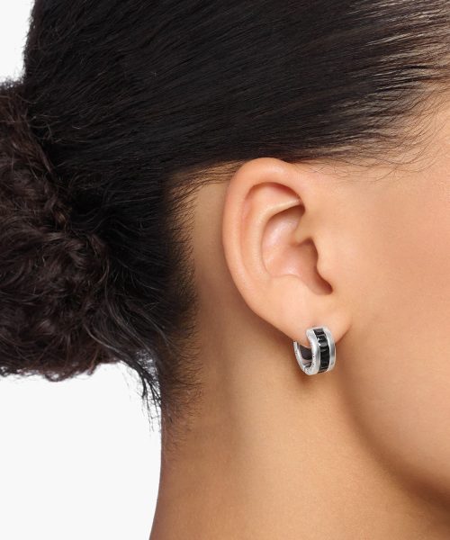 Thomas Sabo Hoop earrings with black stones pavé silver - Bilde 2