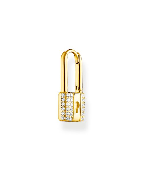 Thomas Sabo Single hoop earring lock with white stones gold