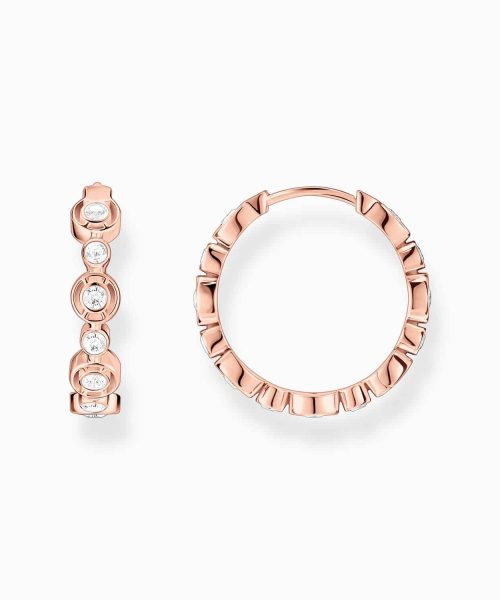 Thomas Sabo Hoop earrings circles with white stones rose gold plated