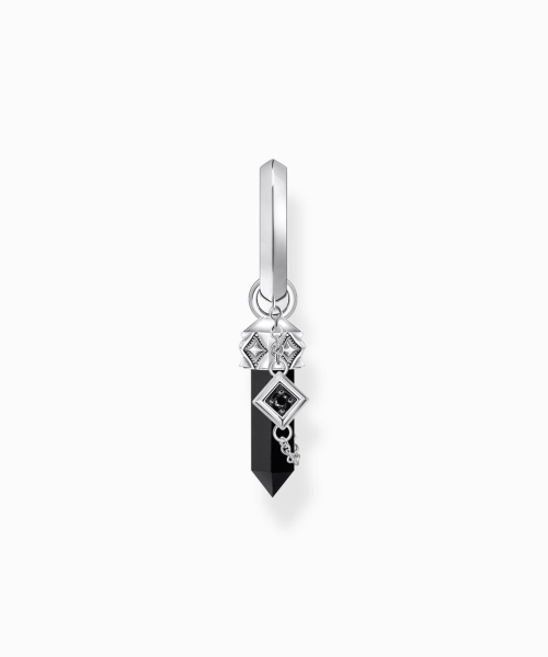 Thomas Sabo Silver blackened single hoop earring with onyx pendant