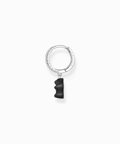 Thomas Sabo Silver single hoop earring with black Goldbears pendant & zirconia - Bilde 2