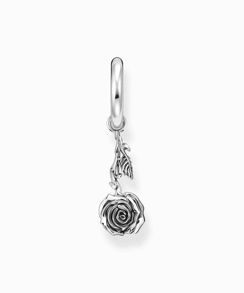 Thomas Sabo Silver single creole with pendant Midnight Rose