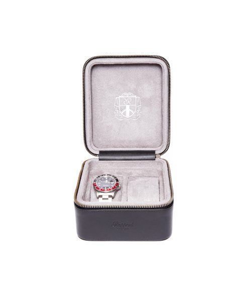 Hyde Park Two Watch Zip Case - Black