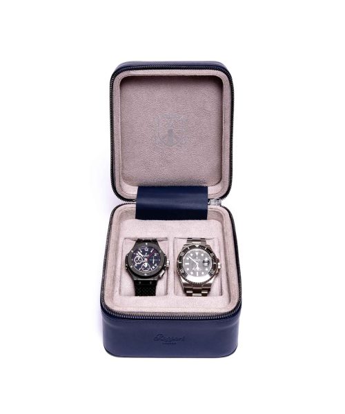 Hyde Park Two Watch Zip Case - Navy
