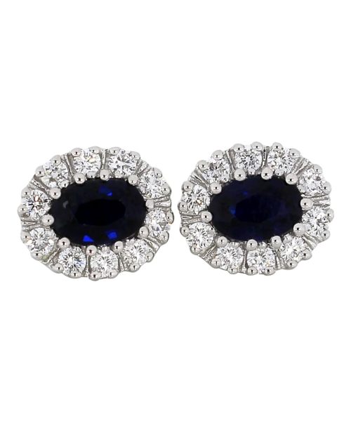 Ørepynt rosett 0.50ct. Diamant og 1ct. Safir
