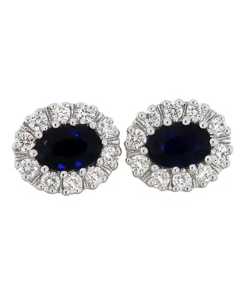 Ørepynt rosett 0.50ct. Diamant og 1ct. Safir