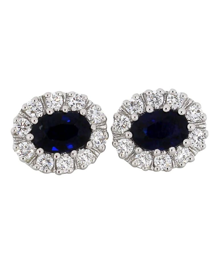 Ørepynt rosett 0.50ct. Diamant og 1ct. Safir
