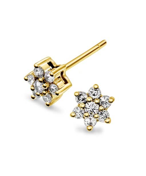 Diamantøredobber 0.25ct. Brilliant Cut, Gult gull