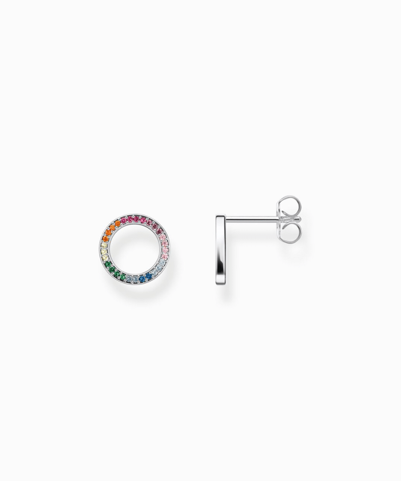 Thomas Sabo Blackened Silver ear studs Together round with coloured stones