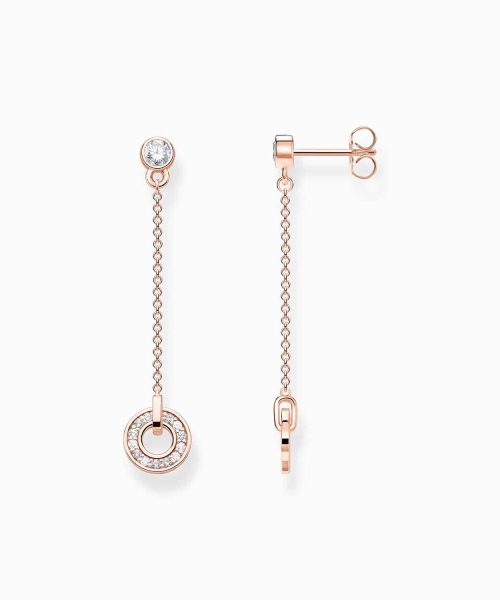 Thomas Sabo Earrings circle with white stones rose gold plated