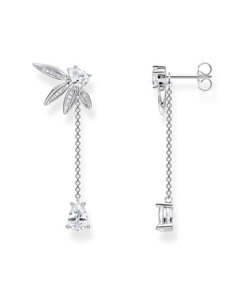 Thomas Sabo Earrings Leaves With Chain Large Silver