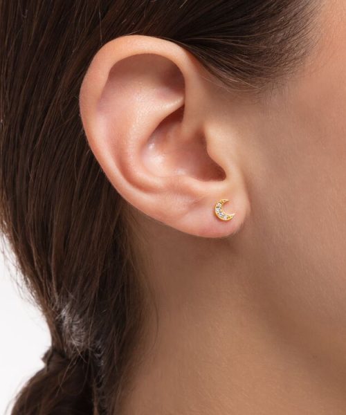 Thomas Sabo Single Ear Stud Moon Pavé Gold - Bilde 3