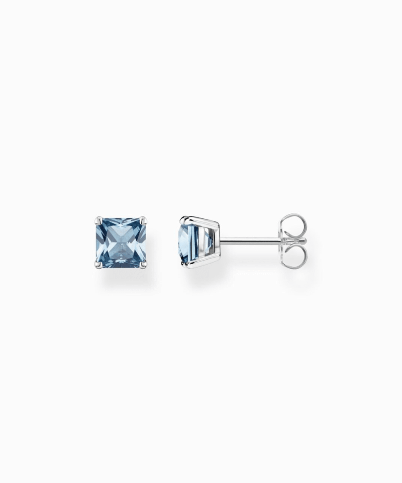 Thomas Sabo Ear studs with aquamarine-coloured stone silver