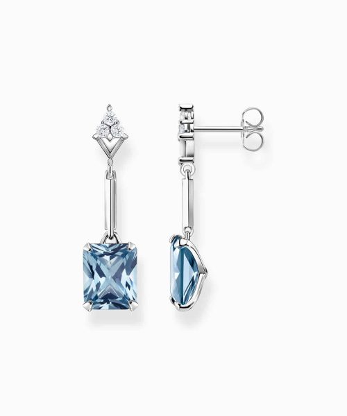 Thomas Sabo Earrings with aquamarine-coloured and white stones silver